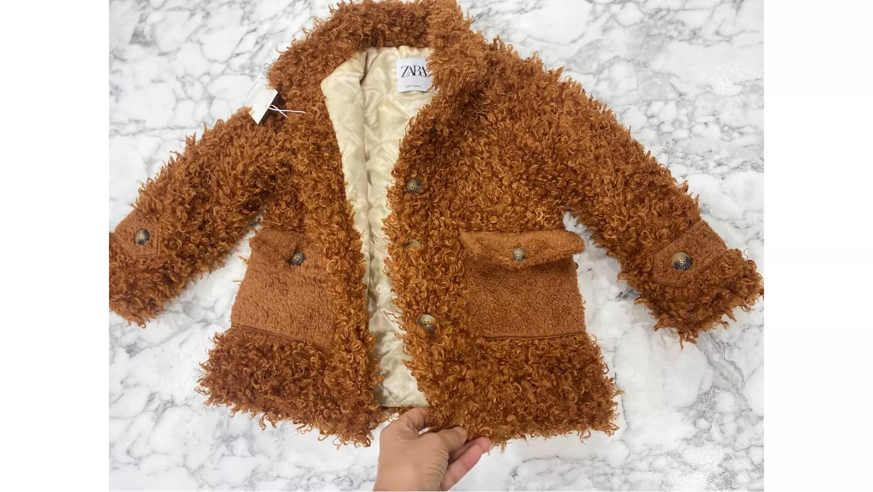 пальто тедди коричневое