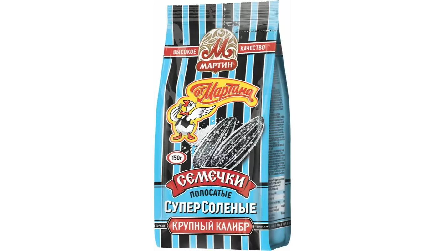  Семечки От Мартина подсолнечника полосатые супер соленные , жареные, отборные, неочищенные, 150 г