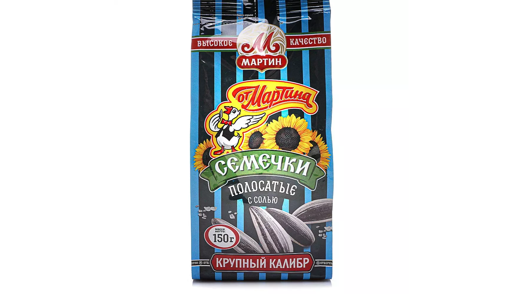 Семечки От Мартина подсолнечника полосатые с солью, жареные, отборные, неочищенные, 150 г