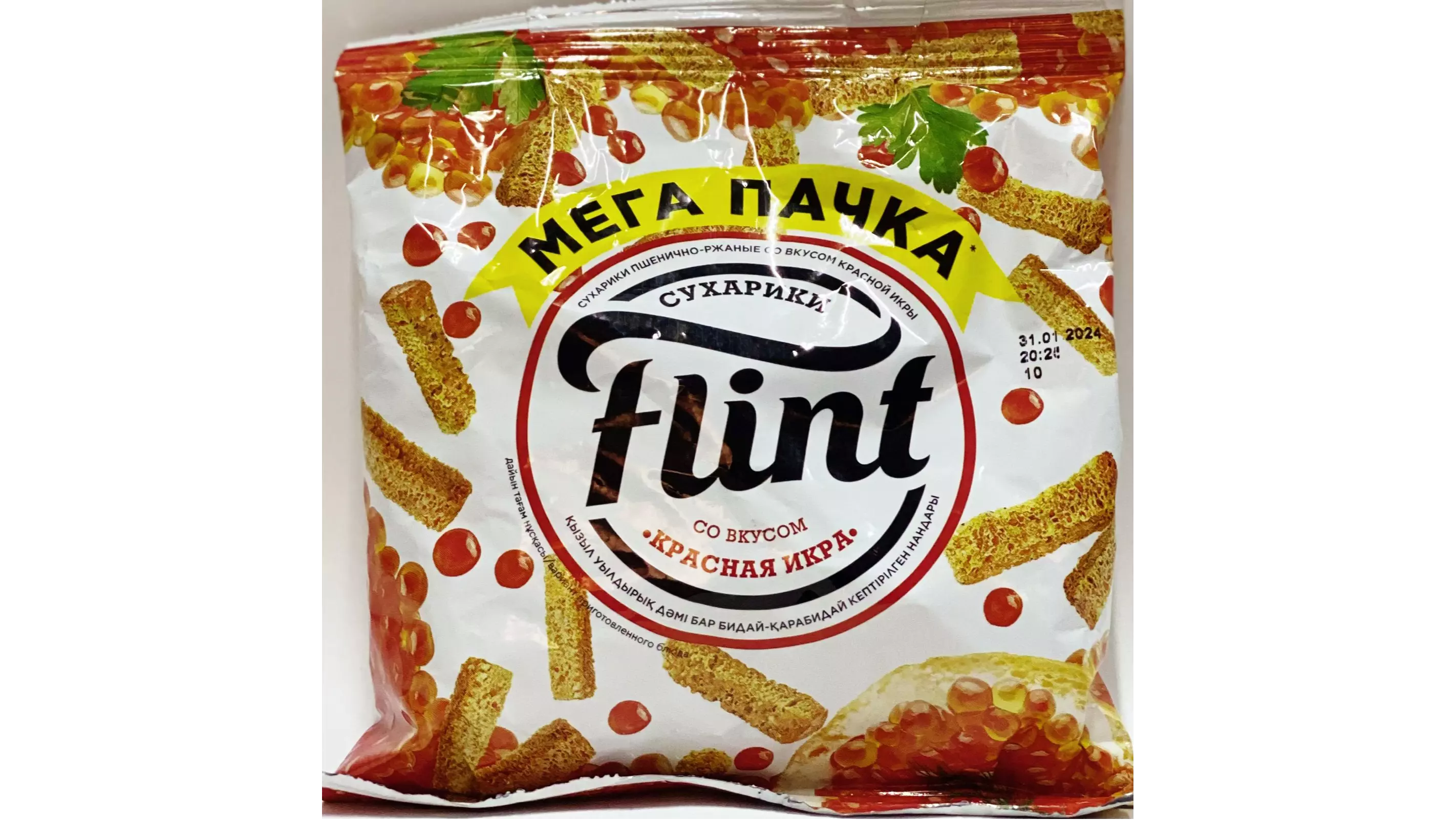 Сухарики Flint красная икра со вкусом сыра 100