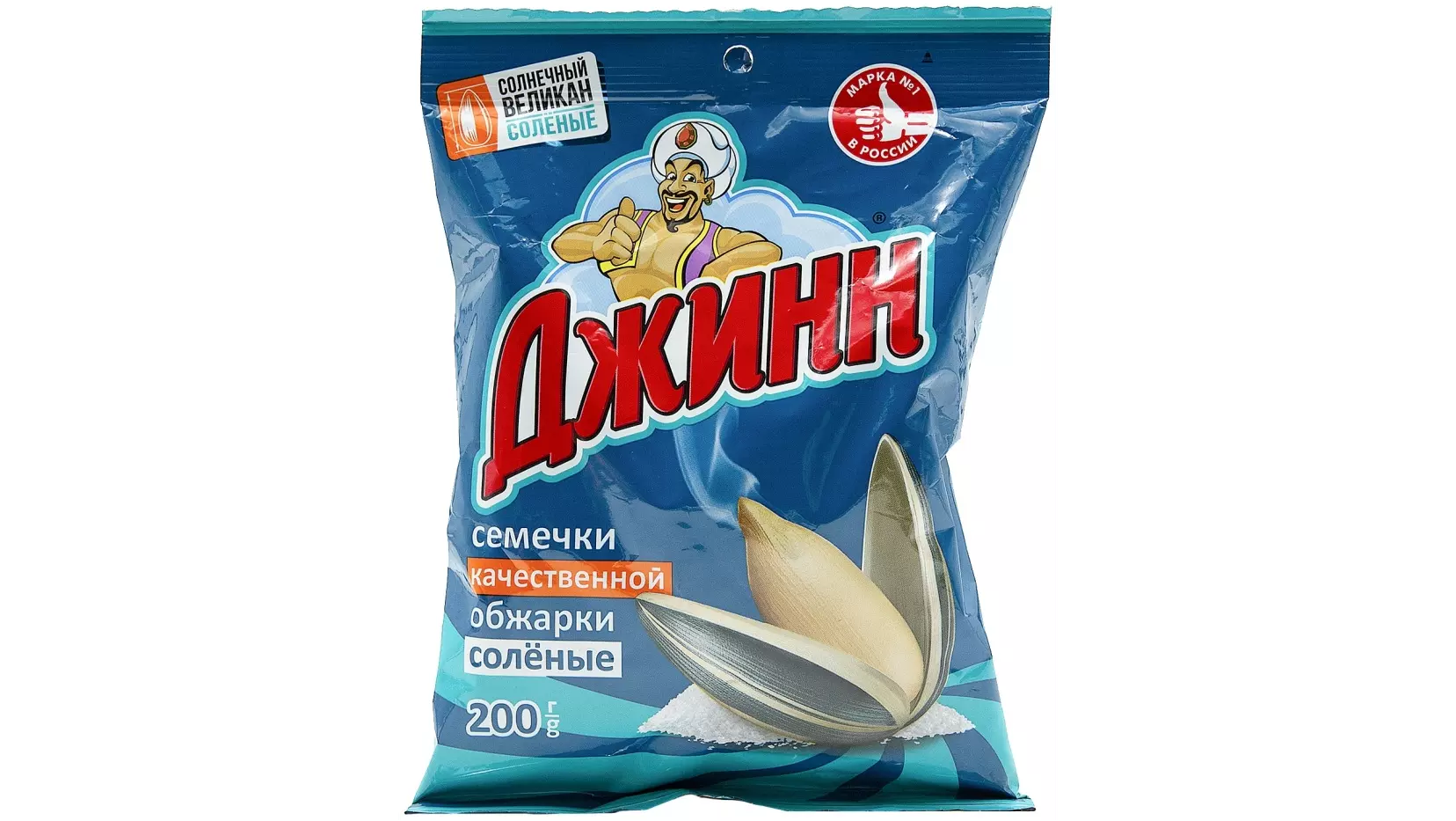 Джинн семена подсолнечника неочищенные полосатые, с морской солью 200 г
